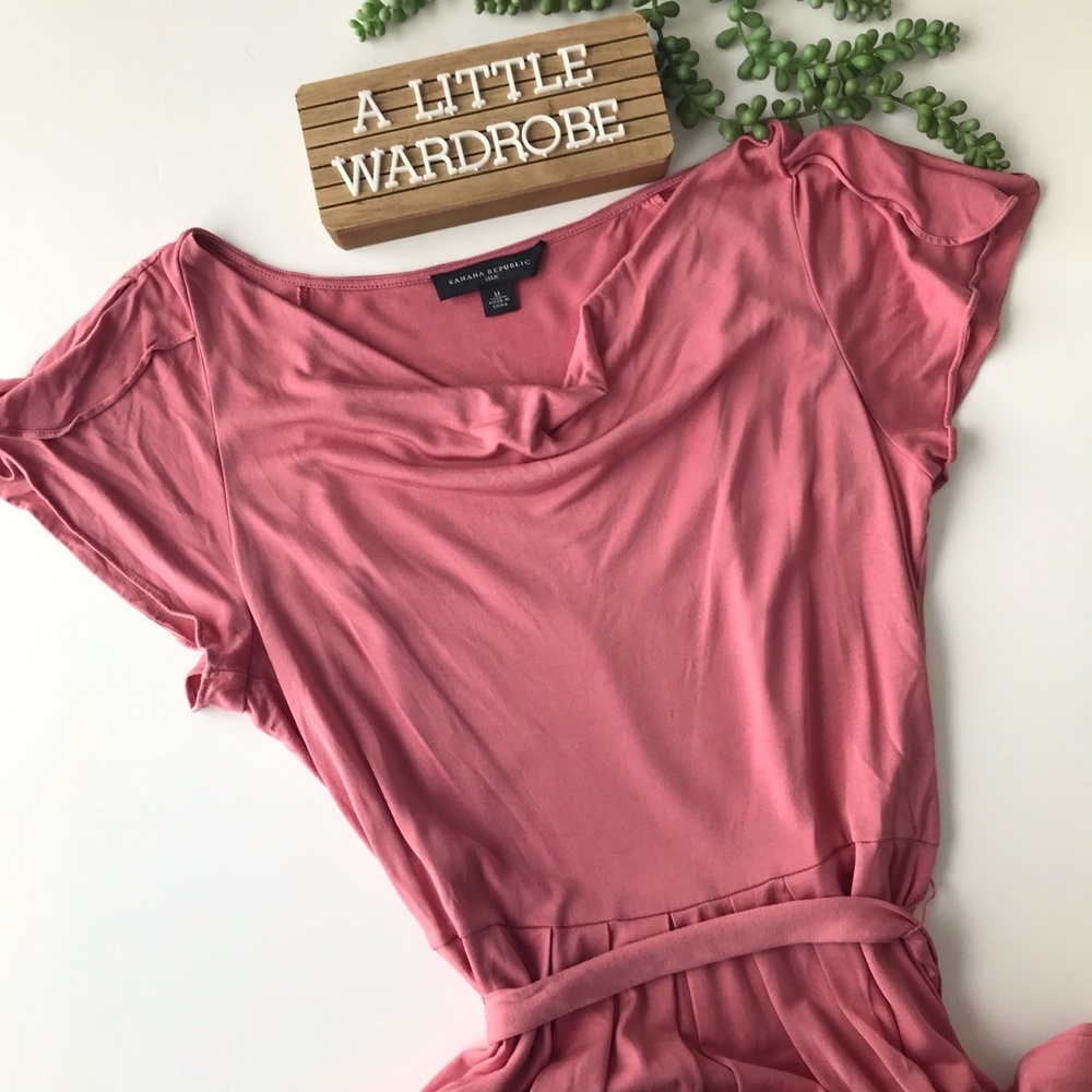 Banana Republic Silk Pink Cowl Neck Flutter Sleeve